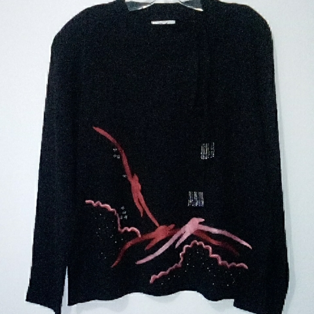 Variations Wool Blend Black, Pink Beaded Sweater